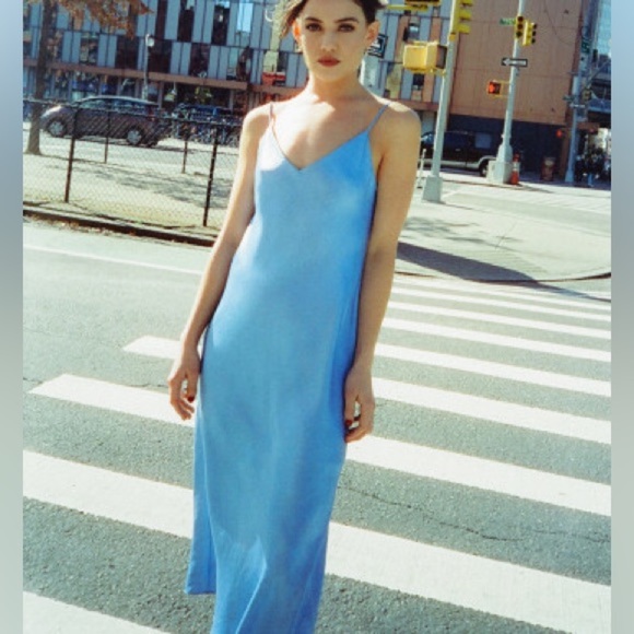 Express Dresses & Skirts - Express nwt baby blue satin midi dress